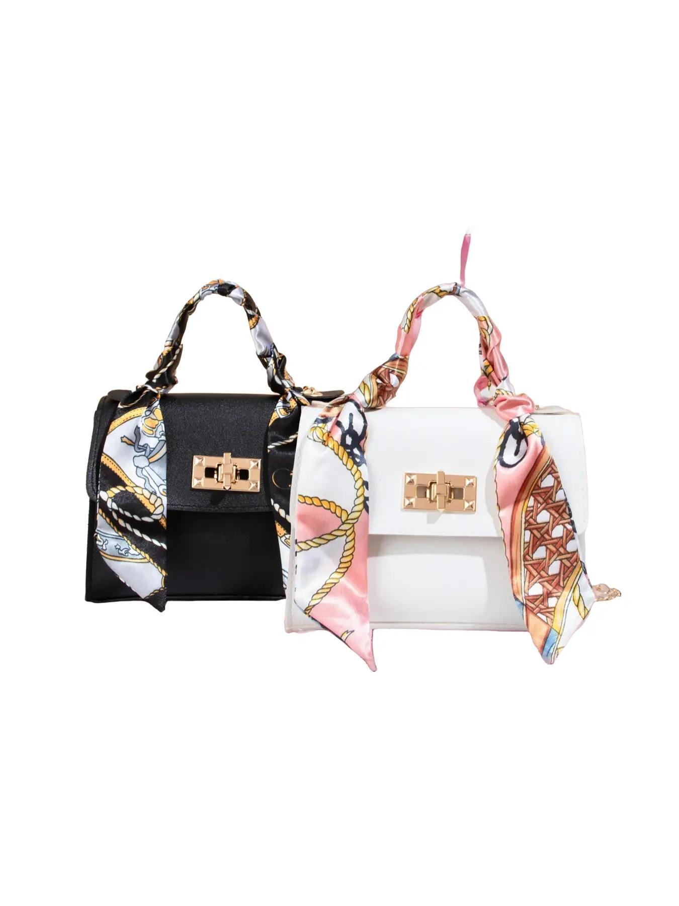 Women's Fashionable Plain Color Pu Leather Satchel with Scarf Decor, Casual Versatile Handbag, Casual Trendy Handbag, All-match Shoulder Bag for Daily Used, Girlfriend Gift Bundle, Valentine's Day, Gift