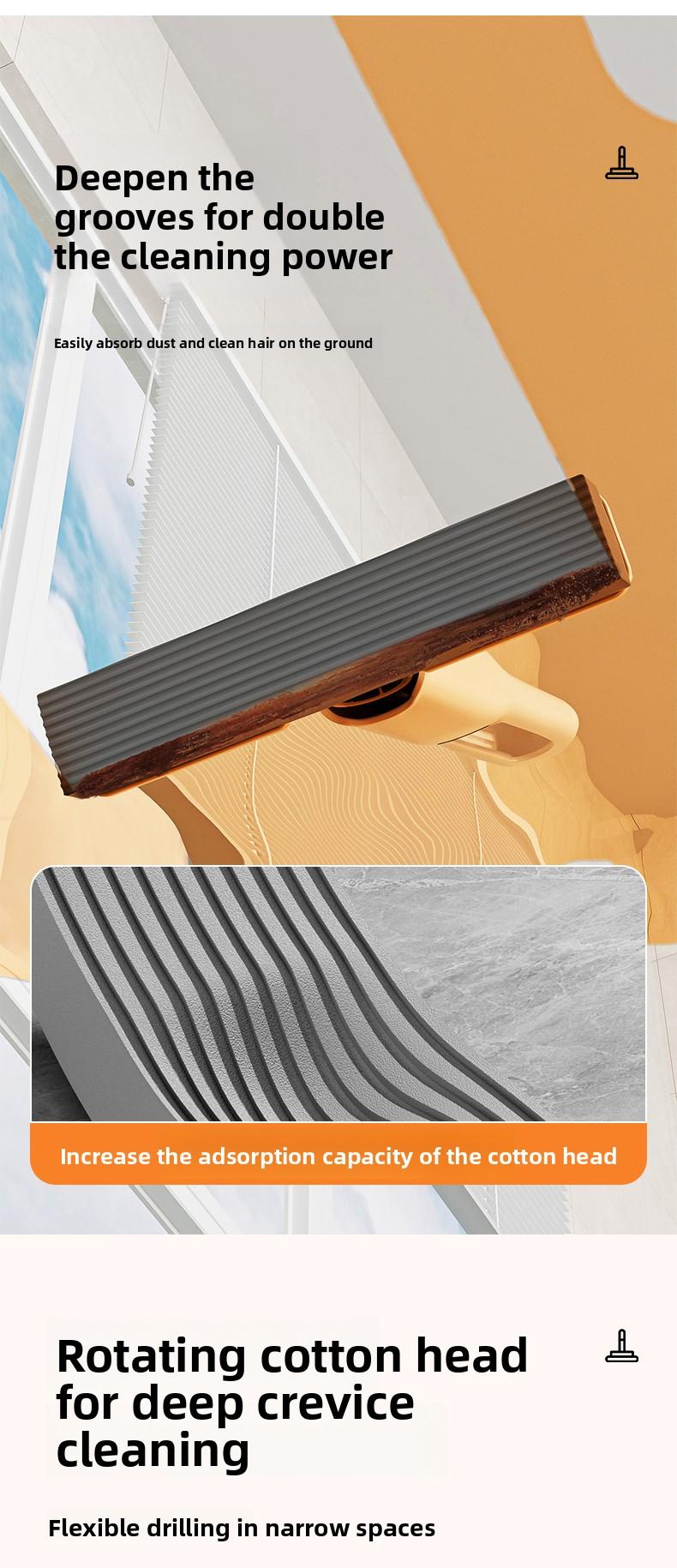 Mini Lazy Mop No-Wash Sponge Mop for Home & Kitchen Portable Cleaning Small Mop Hands-Free Design Strong Water Absorption Remove Stains and Stains One Drag and Clean One-Handed Grip Clean and Hands-Free