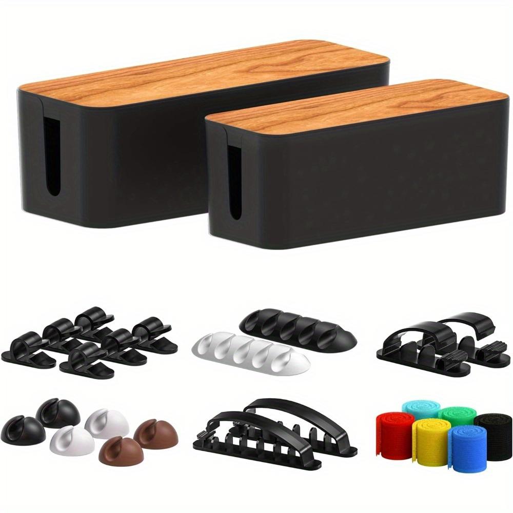 2 Pack Cable Management Box Cable Management Kit for Power Strip To Hide Wires, Cord Organizer Boxes, Wire Organizer of Cable Clips Sleeve for Home & Office