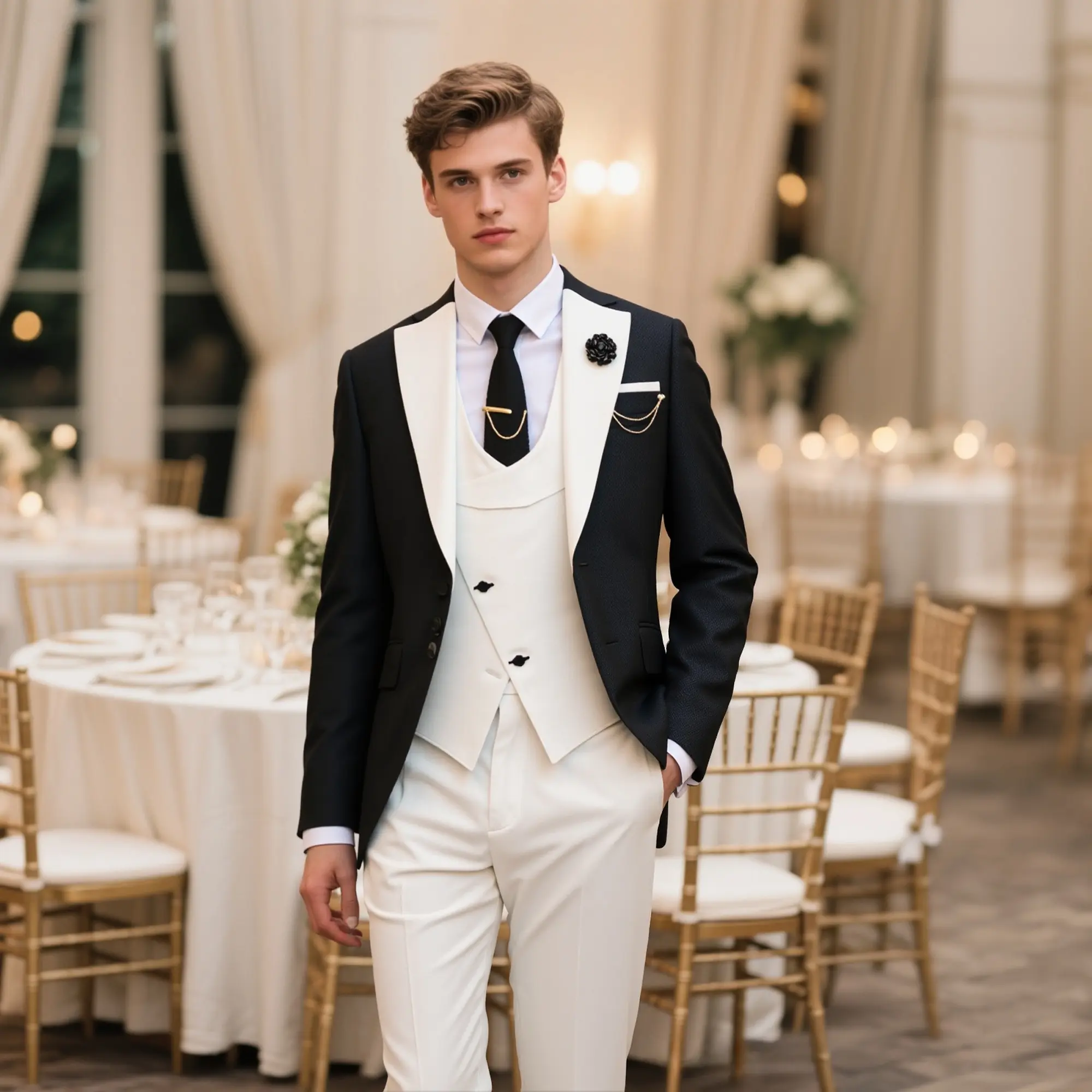 Men's 3-Piece Suit Set, Modern Slim Fit Long Sleeve Executive Blazer, Vest & Pants - Smooth Fashion Suit for Business, Weddings, Prom, Casual