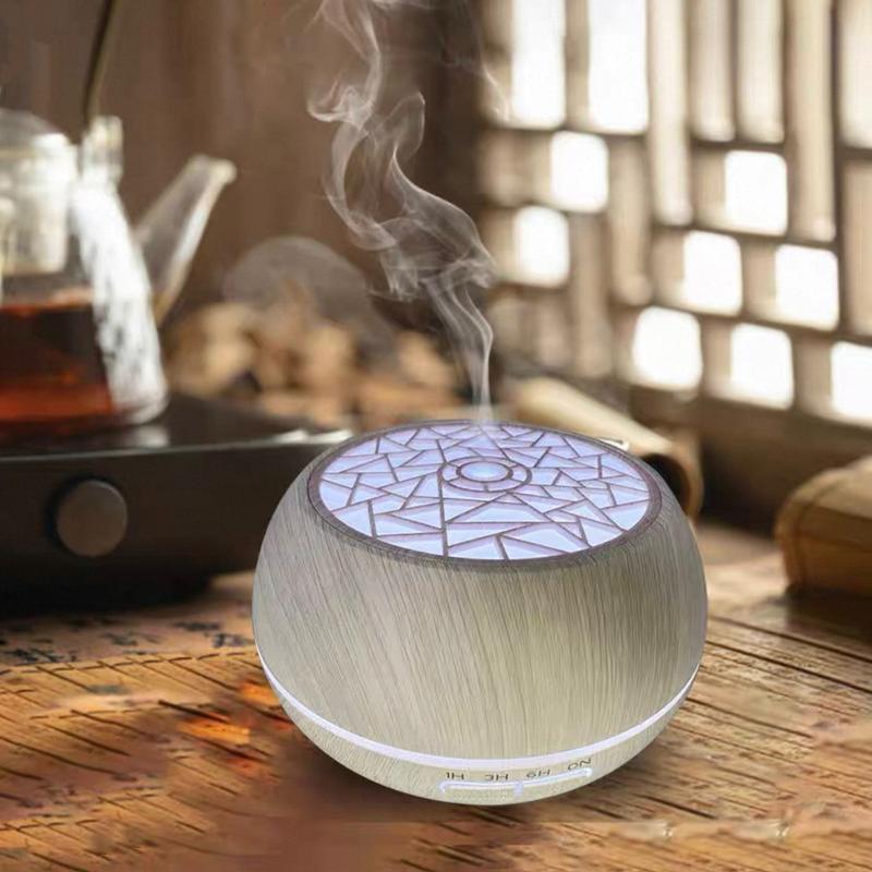 Ultra-Quiet 550ml Air Humidifier & Aroma Diffuser with Wood Texture Finish, 7 Color LED Night Light, Remote operation Control Essential Oil plant Diffuser, Aromatherapy Machine & Air Purifier for 6 Essential Oils to Medium Humidifier well home