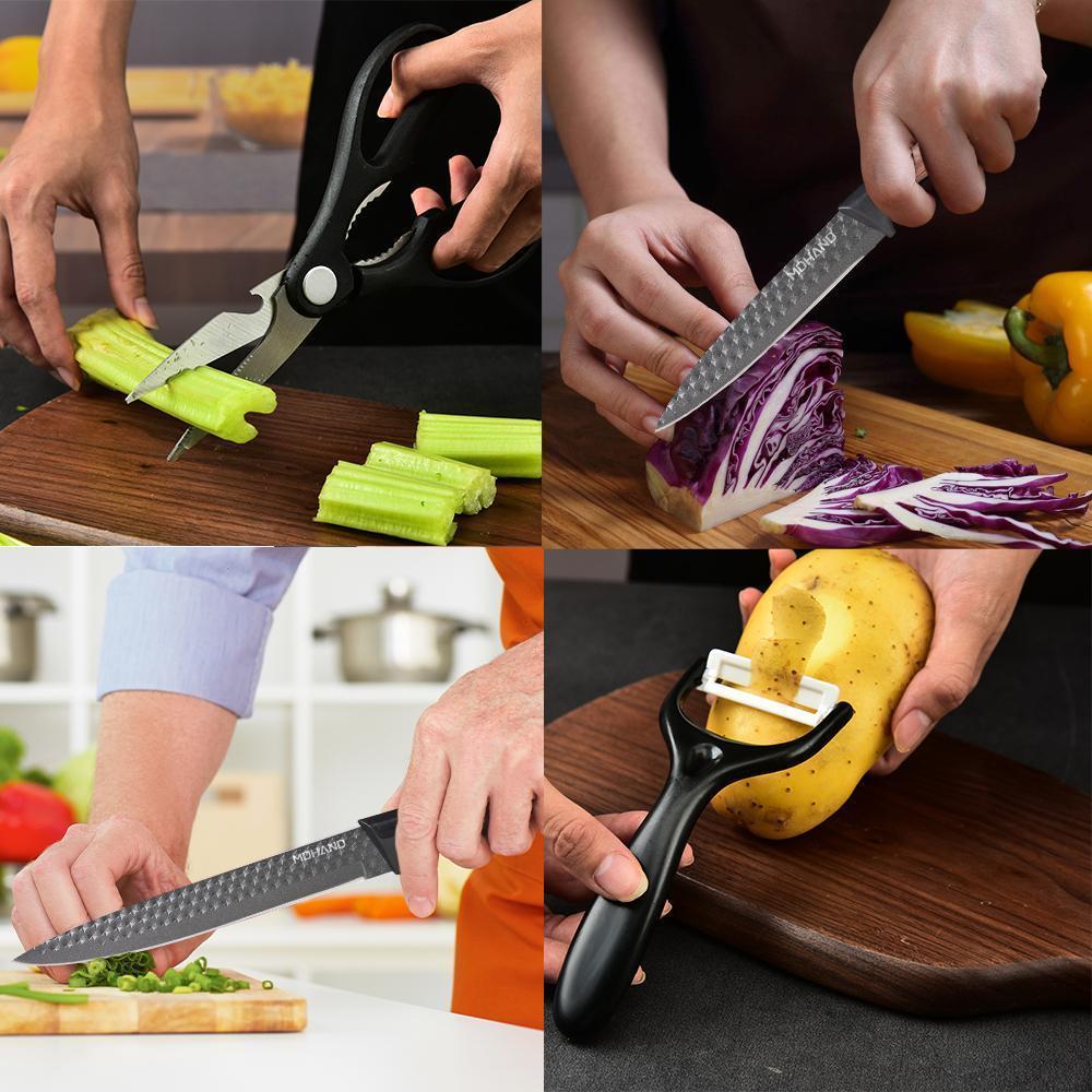 Kitchen Knife Set - Professional Chef's Knife, Slicing Knife, Scraper, Scissors and Cutting board - High Carbon Stainless Steel with Ultra-Sharp Blades, Best Gift