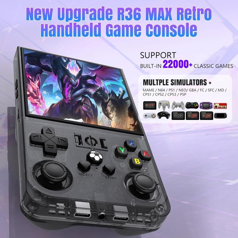 R36max Retro Handheld Game Console with 22000+ Classic Games, Portable Open Source Linux System, 4.0 Inch 4K HD IPS Screen, Handheld Gaming Console