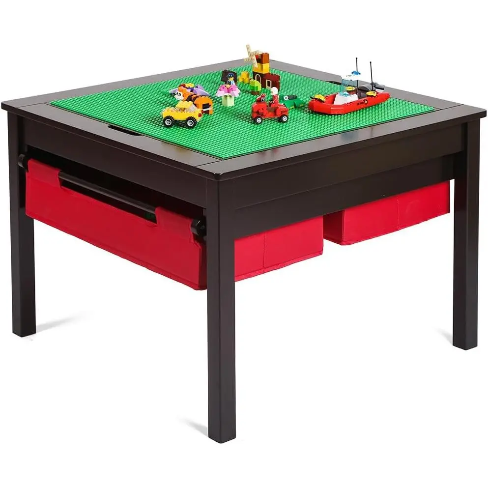 UTEX 2 in 1 Kids Construction Play Table with Drawers Compatible with Lego