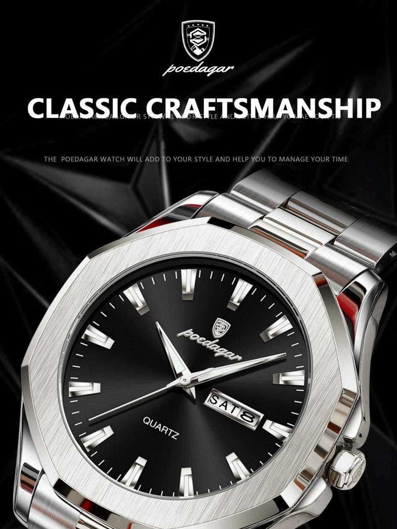 Men's Business Fashion Round Dial Analog Quartz Watch, Fashion Watch with Date & Luminous Hands, Trendy Watch for Daily Life, Business Fashion Watches