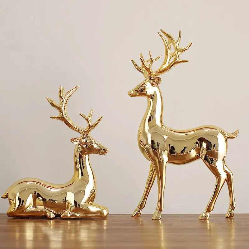 Small Deer Figurine for Living Room TV Stand Wine Cabinet Decor, Elegant Home Decoration Gift, Perfect for Entryway and Interior Design