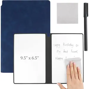 A5 Dry Erase Notebook Include a Wipeable Pen and Rag,9.4x6.5 Inch Erasable Notebook Whiteboard Notebook,Wipeable Notebook PU Hardcover for Office and Taking NotesBlue