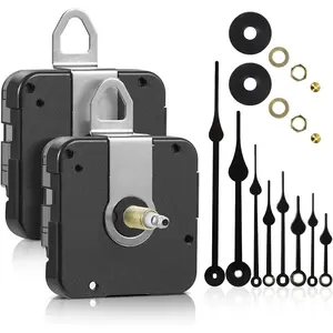 2 count 12888 High Torque Long Shaft Clock Movement Mechanism with 4 Sets Hands  Shaft Length 28mm(1-1/8 inch)