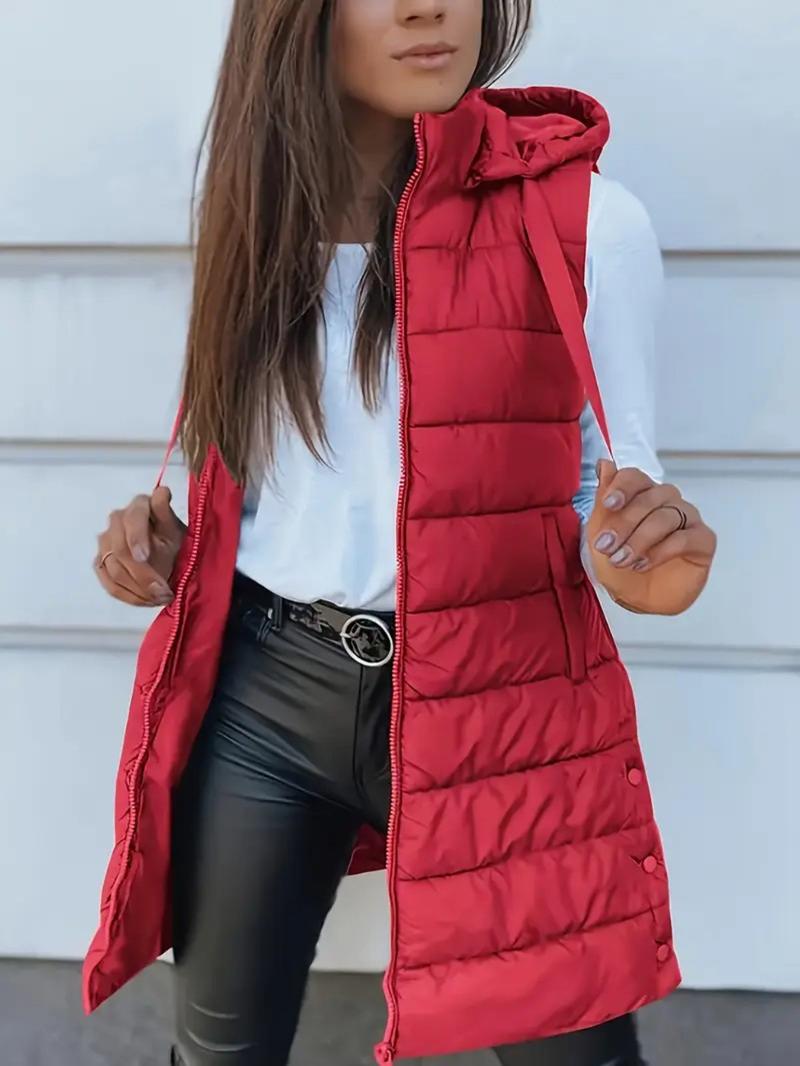 BIGWIG Solid Color Hooded Zipper Vest Jacket Women's Clothing
