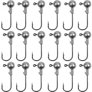 100pcs Round Ball Fishing Jig Heads Set, Crappie jig Fishing Hooks for Saltwater Freshwater Swimbait Bass Trout 1/32 1/16 1/8 oz