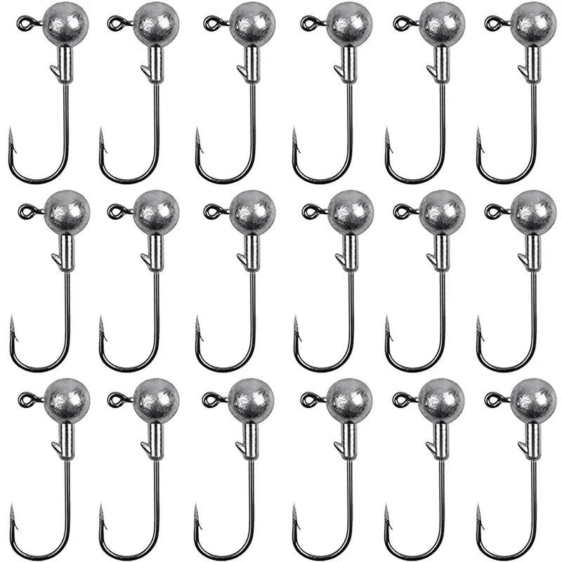 100pcs Round Ball Metal Fishing Jig Heads, Assorted Weight Lure Hooks (1/32 1/16 1/8 Oz) for Saltwater & Freshwater Crappie, Bass, Trout, Steel Head Hooks
