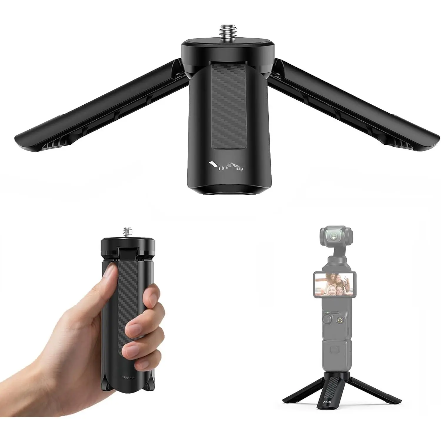 Mini Tripod with 1/4" Screw, Desktop Tabletop Stand Compact Tripod for Gimbal Handle Grip Stabilizer, Camera,   Pocket 3/ Pocket 4