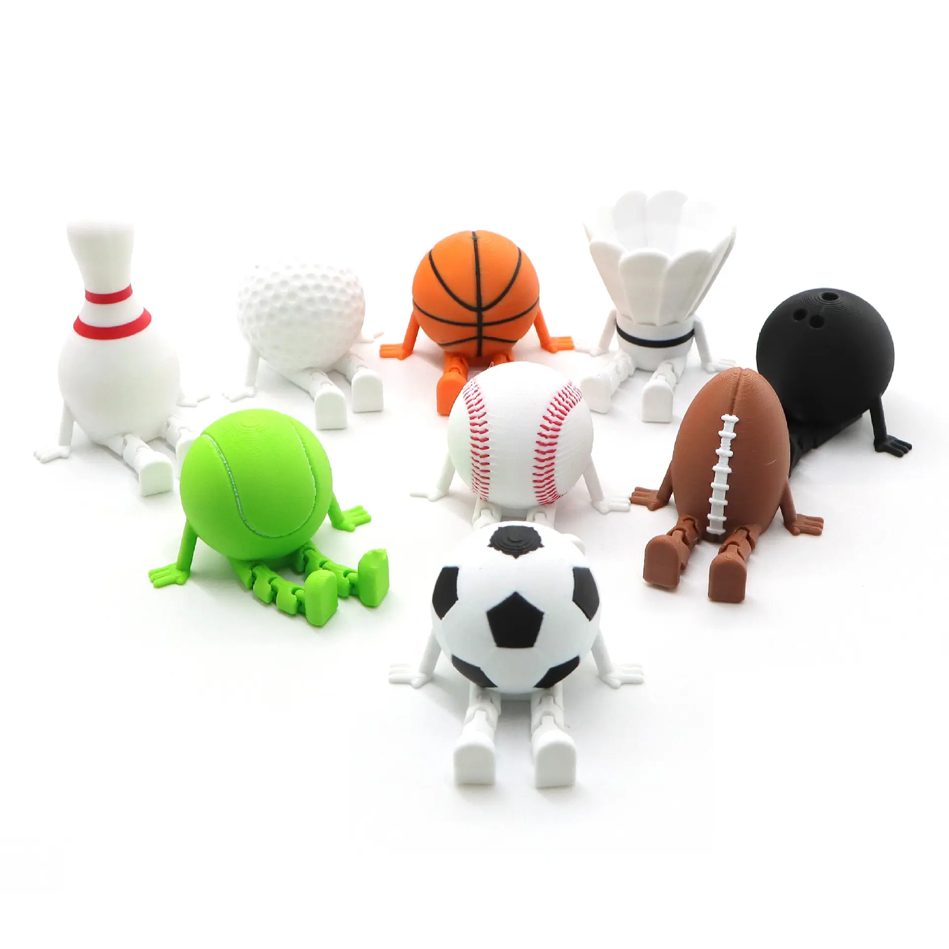 Mini Sports Ball Figurine Toys, Football Bowling Volleyball Rugby Tiny Desktop Decor Ornaments, Miniature Sport Ball Collectible Display Set