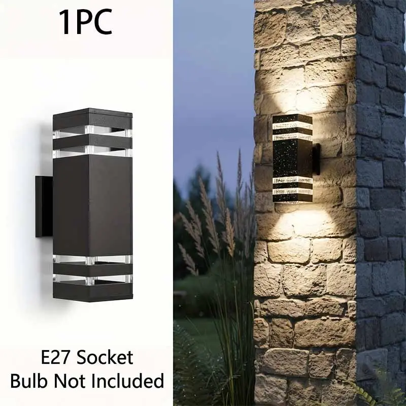 Square LED Outdoor Wall Light, Outdoor Light Fixtures, Hardwired Modern Lamp, Ip44 Rated, E27 Bulb, Ideal for Porch and Garage, House Lighting, Outside Light, Outdoor Lamps