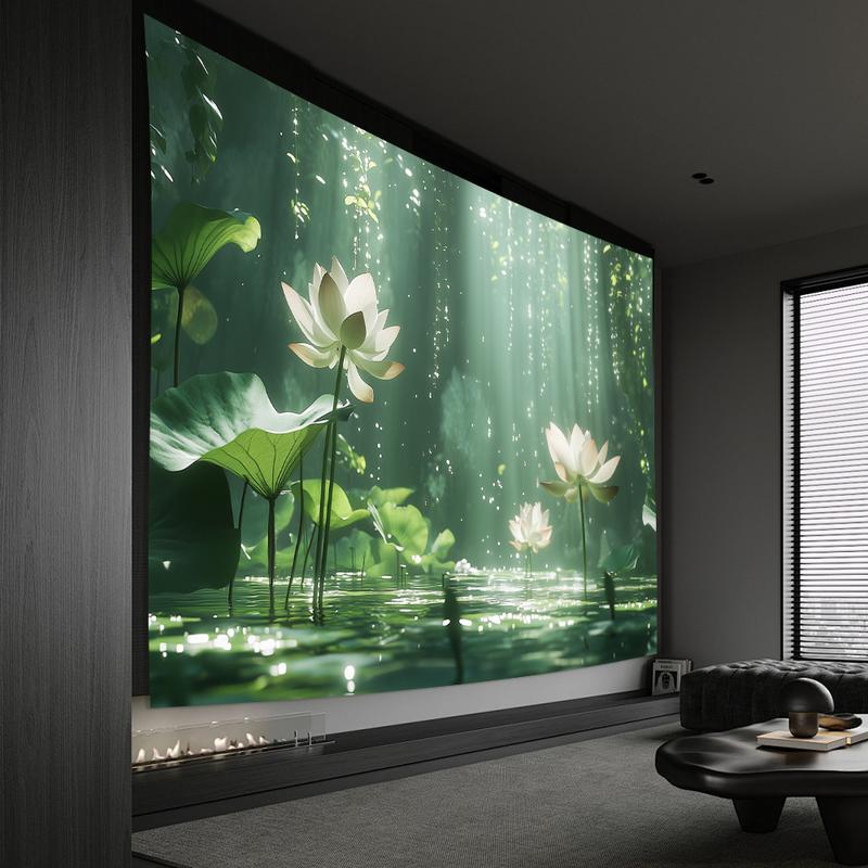 1 Elegant 3D for Lotus Flower Wall Tapestry - Vibrant Polyester Decor with Realistic Water Effect for Living Room, Bedroom, Office, Party - Perfect Creative Gift, No Power Needed, Tranquil Decoration |     Serene Ambiance |     Polyester Fabric