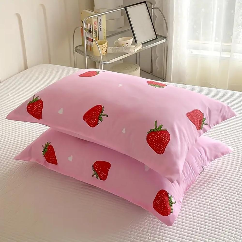 Strawberry Pattern Bedding Set, 1 Count Soft Comfortable Bedspread & 1/2 Counts Pillowcase without Filler, Bedding Set for Home Bedroom