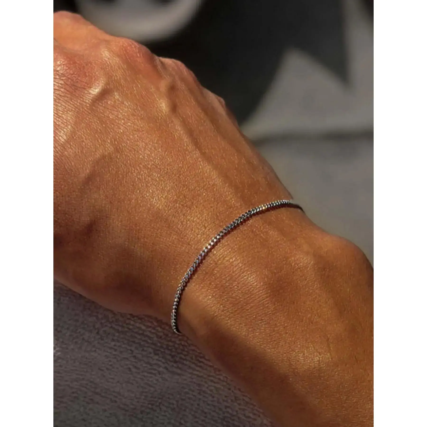 Men's Summer 2024 Street Hip Hop Style Trend Link Bracelet, Minimalist Plain All-match Bracelet, Fashion Stainless Steel Jewelry As Birthday Gift for Boyfriend