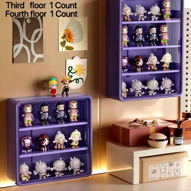 Large Wall-Mounted Display Shelf, 4-Tier Acrylic Storage Box, Space-Saving Action Figure Holder, Ideal Gift for Collectors & Fans, Display Container