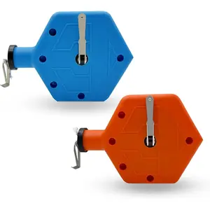2PCS Heavy Duty Chalk Line, Professional 100-Foot Construction Marking Tool, Ergonomic Design for Measuring & Layout, Blue & Orange