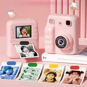 Portable Instant Print Camera with Instant Photo Output and Color Printing. Equipped with 32G Memory Card and 5 Rolls of Printing Paper. Kids Thermal Print Camera, Perfect Gift for Christmas and Halloween.