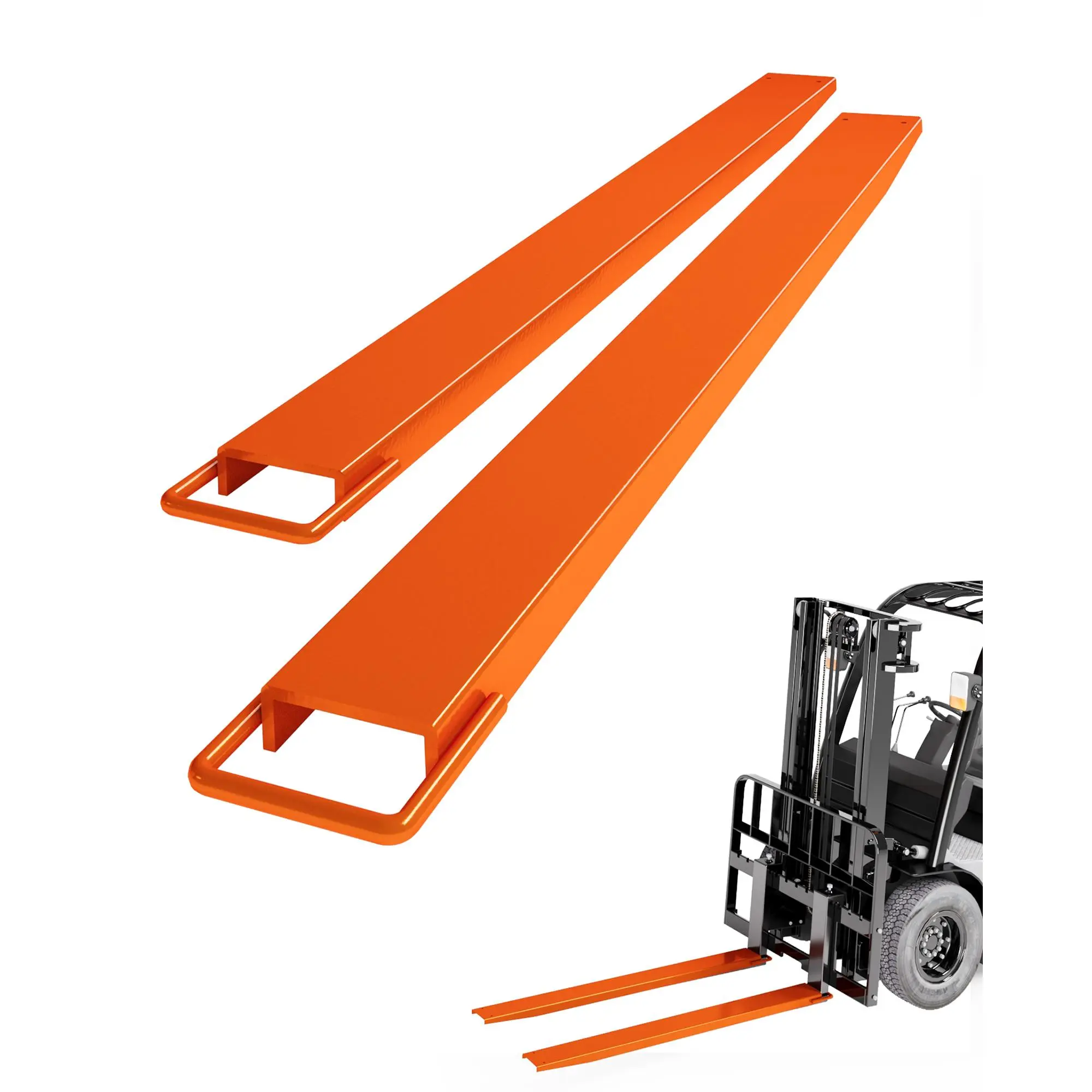 Heavy Duty Steel Forklift Fork Extensions – 1 Pair – Durable Pallet Fork Attachments for Material Handling – Slip-On Design – Appropriate for Lift Trucks – Length 84" & 72" – Width 4.5"