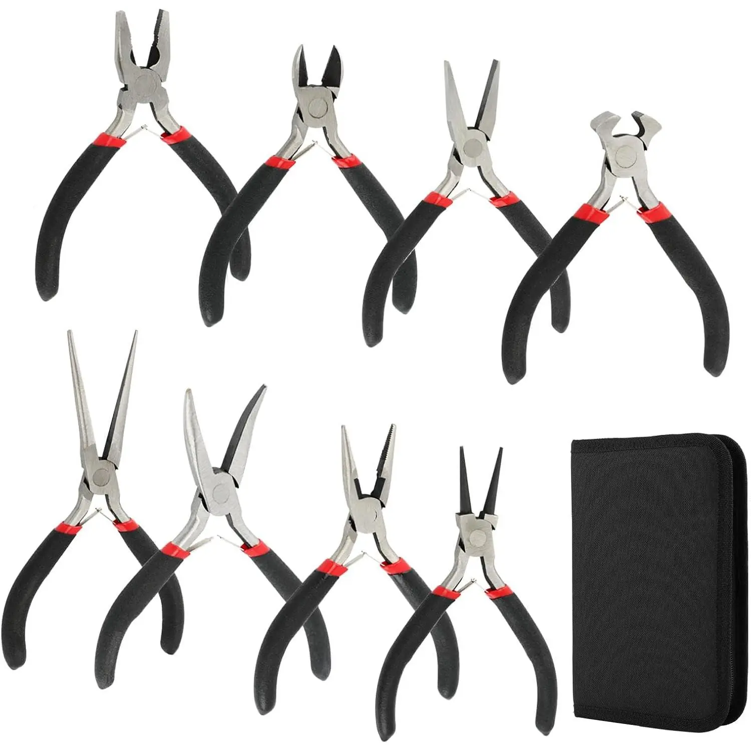 8- Mini Pliers Set with Storage Pouch, Precision Small  Pliers Kit, Professional Tool Set for  Making, DIY Crafts, Electronics Repair, Beading and Wire