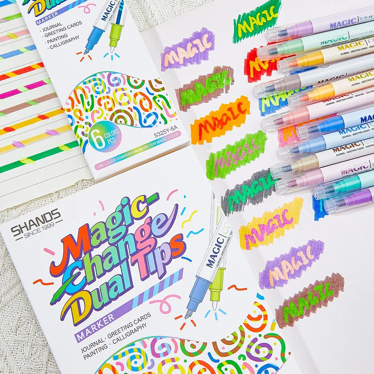 6/12pcs Dual Tip Magic Highlighter Pens, Color Changing Pastel Markers, Ideal for Journaling, Bible Study, Notes, Drawing, DIY Crafts, School Supplies