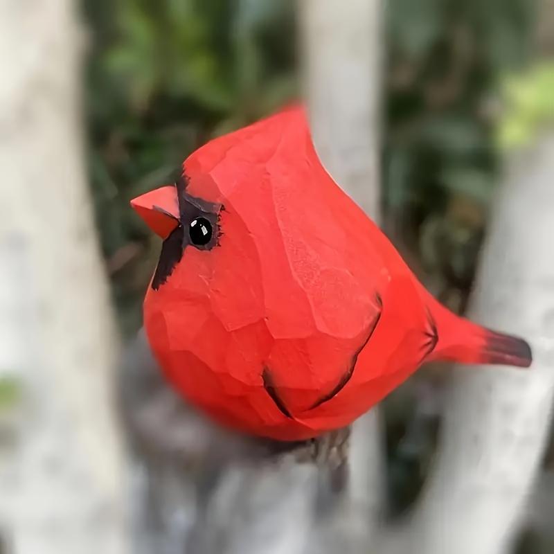 2 Red Cardinal Statues, Handmade Wooden Carved and Painted Bird Figurines, Various Bird Home Decorations, Best Gift for Bird Enthusiasts, Suitable for Birthdays, Christmas Gifts, Suitable for Home and Friends, Garden Tool Set