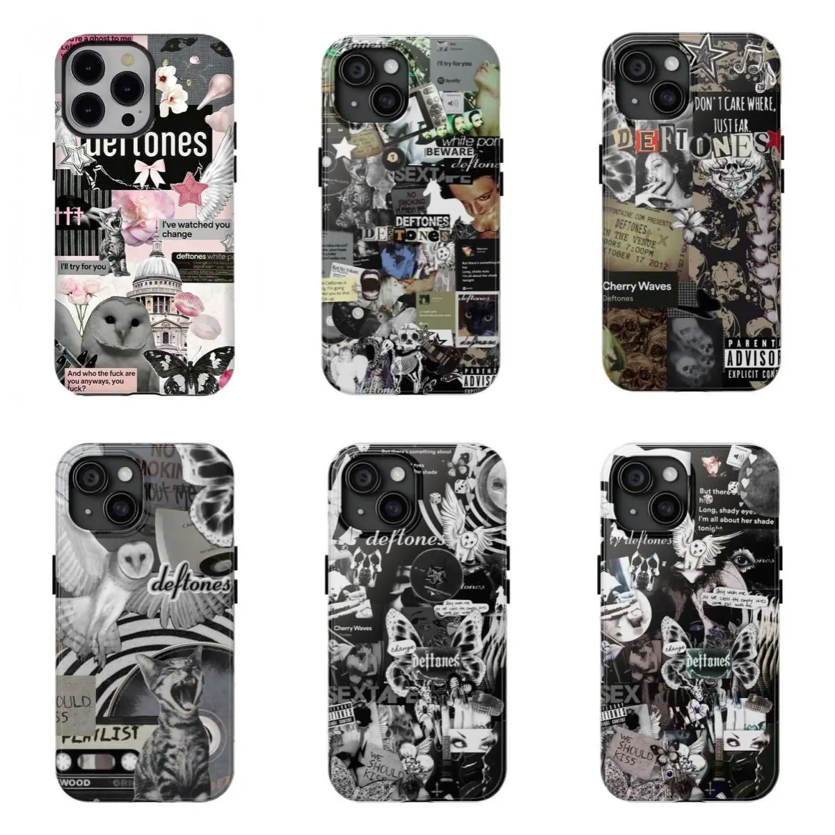 6 Styles Deftones Album Collage Phone Case Trendy Tough Phone Case Compatible for iPhone 17 Promax 16 15 14 13 12 11 and for Samsung S21-S25 Perfect Gift for Music Fans Her/Him