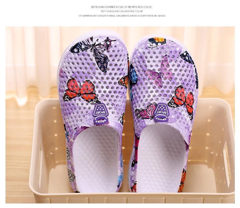 Butterfly Print Mesh Clogs for Women, Breathable Slip On Mules, Lightweight Non Slip Casual Summer Sandals, Cute Comfortable Nursing Shoes for Indoor Outdoor Beach, Trendy Aesthetic Footwear