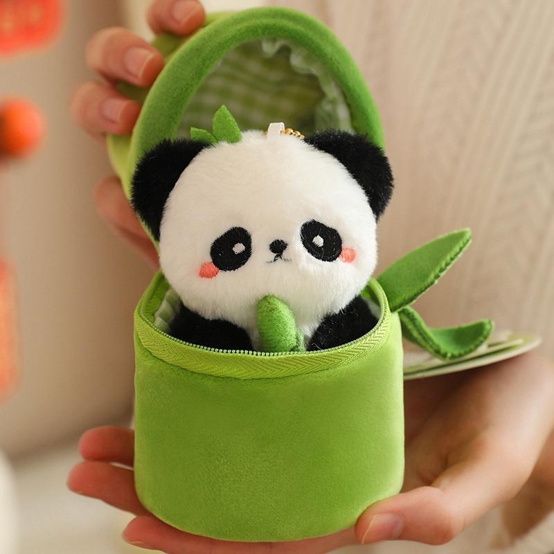 Cute Panda Design Plush Toy, Kawaii Stuffed Animals, 1 Count Panda Plush Toy with Bamboo Tube, Stuffed Animals Birthday Gift, Home Decor Ornament