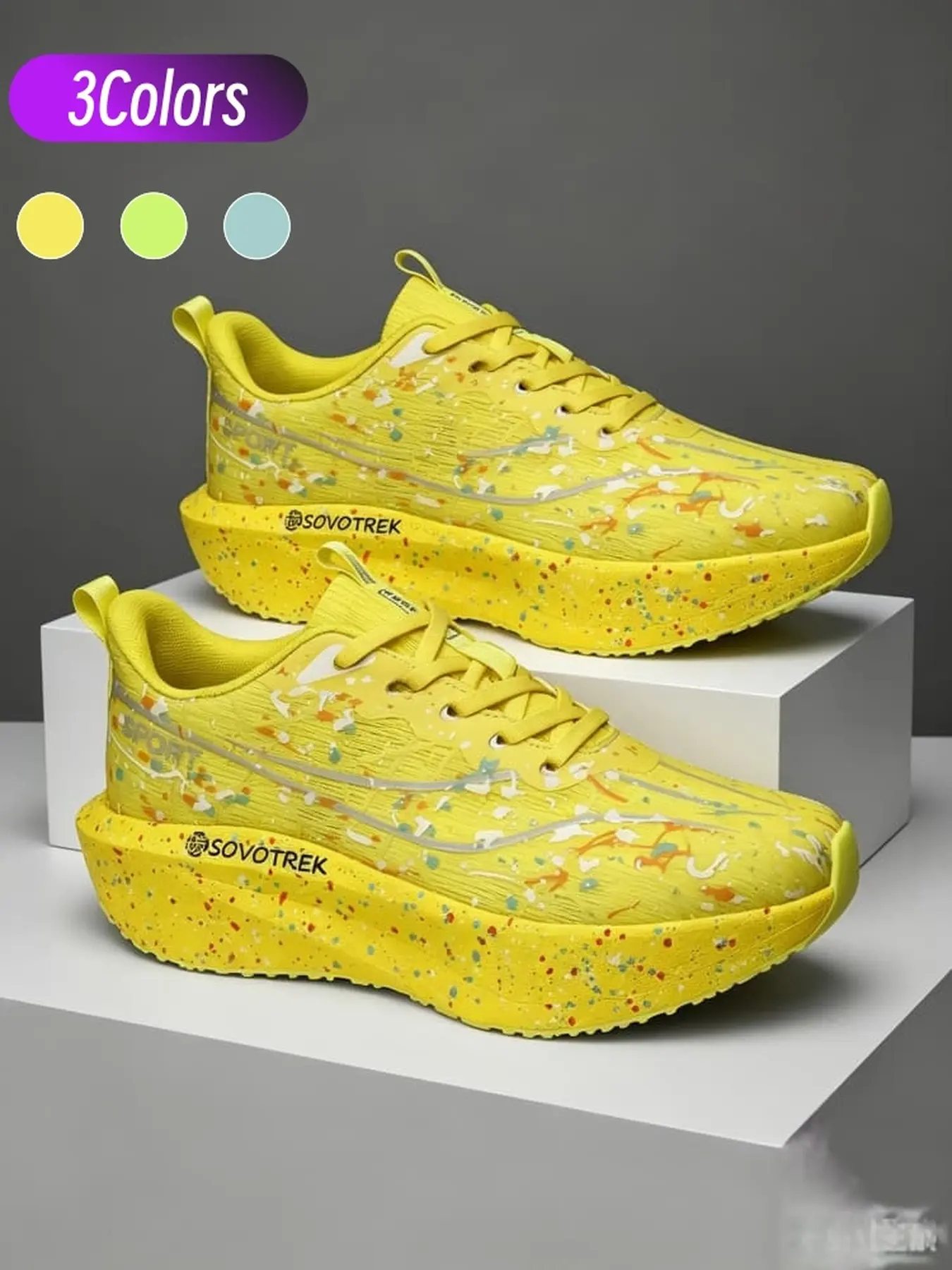 Unisex trendy luminous carbon shoes knit foam sole versatile for jogging night running