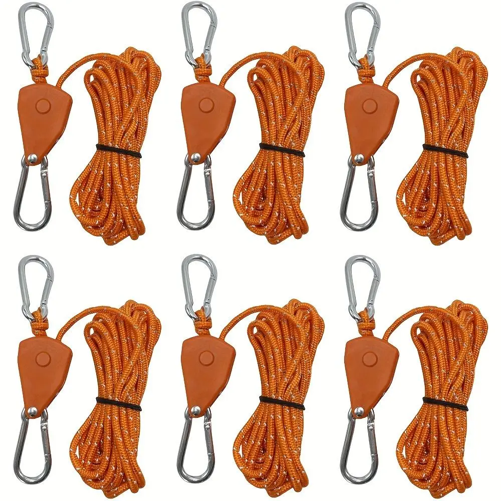 Camping Tent Rope, 6 Counts Tent Rope with Buckle, Windproof Rope for Tent, Canopy, Camping & Hiking Equipment, Camping Gear