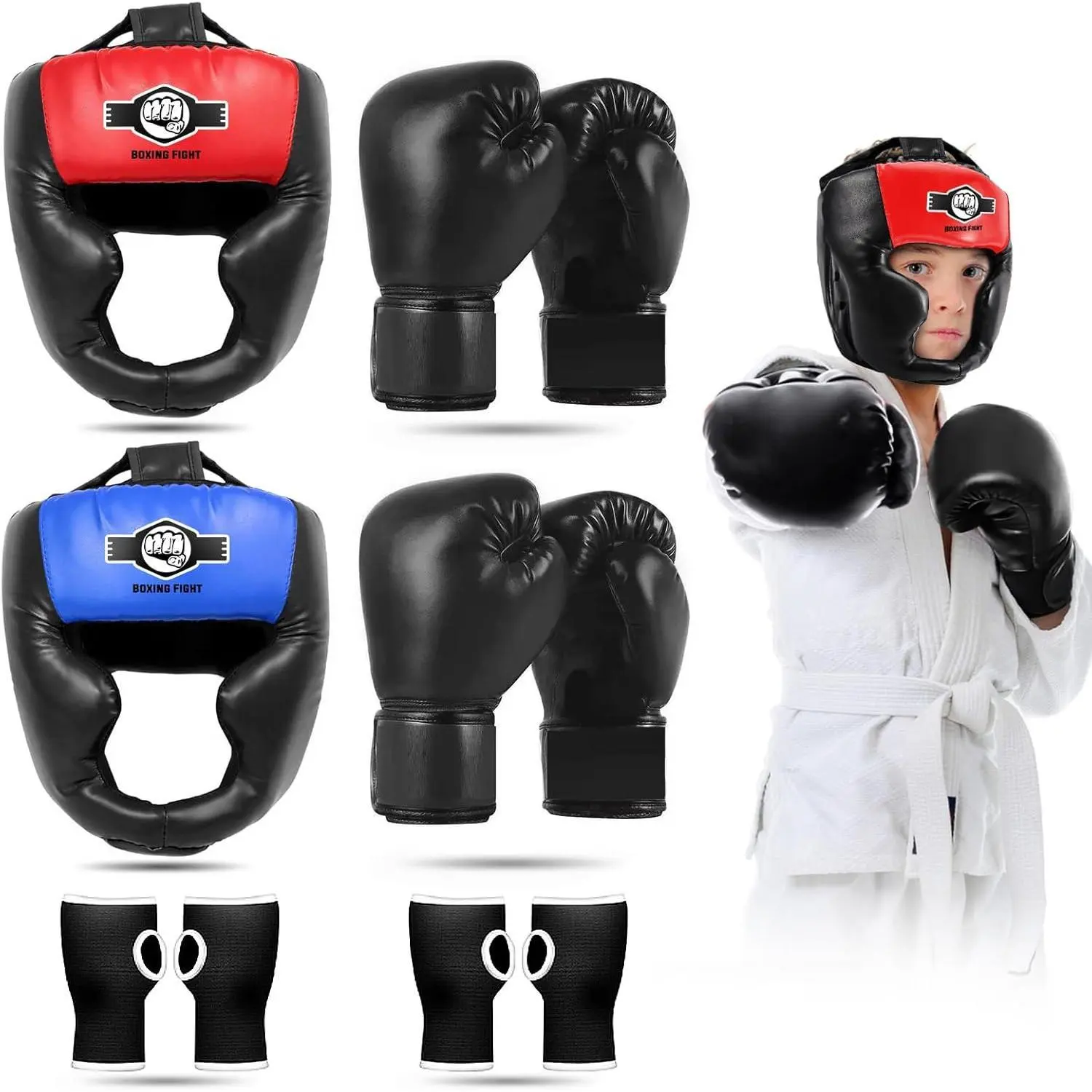Boxing Headgear for Adults & Kids, Lightweight and Breathable Sparring Head Guard with Adjustable Fit and Wide Vision for MMA, Kickboxing, Muay Thai, Boyfriend, Boxers, Boxing Sparring, Secure Strap, Multi-Padding, Breathable Fabrics, Customizable Fit Sys