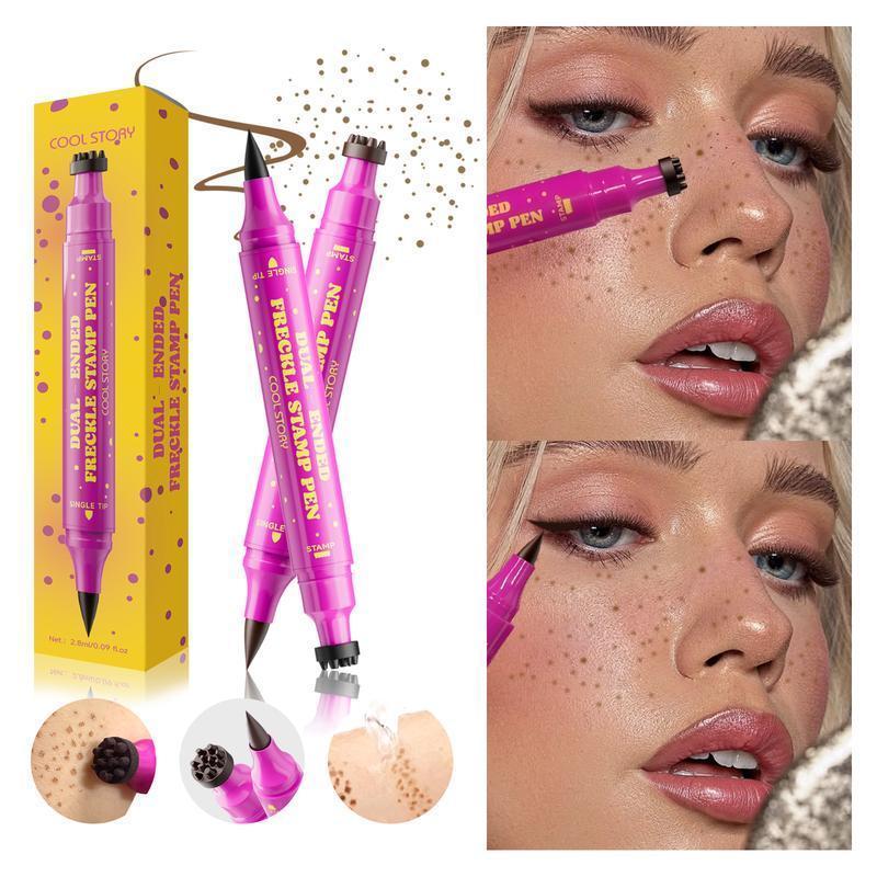 Freckle Pen Waterproof Faux Freckles, Freckle Stamp Dual End Eyeliner, Natural Realistic Freckles Makeup, Long Lasting Sweat Proof Smudge Proof Cosmetic, Easy Makeup Tool for Daily Cosplay