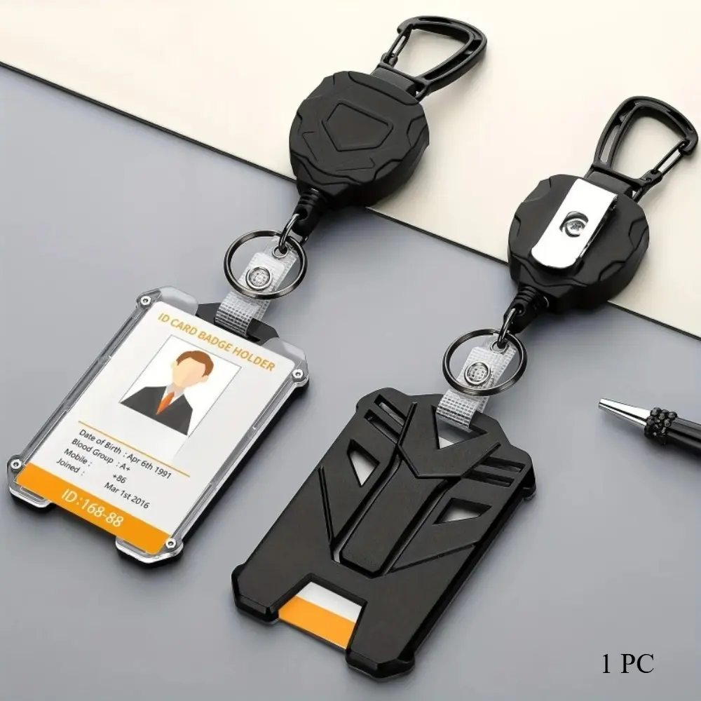 Retractable Heavy-Duty Badge Reel,Portable Hard Plastic ID Holder for Students and Workers