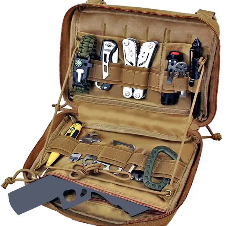 MOLLE Tactical Medical Pouch - 1000D Oxford Cloth, Wear-Resistant, Lightweight, Waterproof Multi-Compartment First Aid Storage Organizer for Camping, Outdoor Activities, Outdoors, Organized Slots