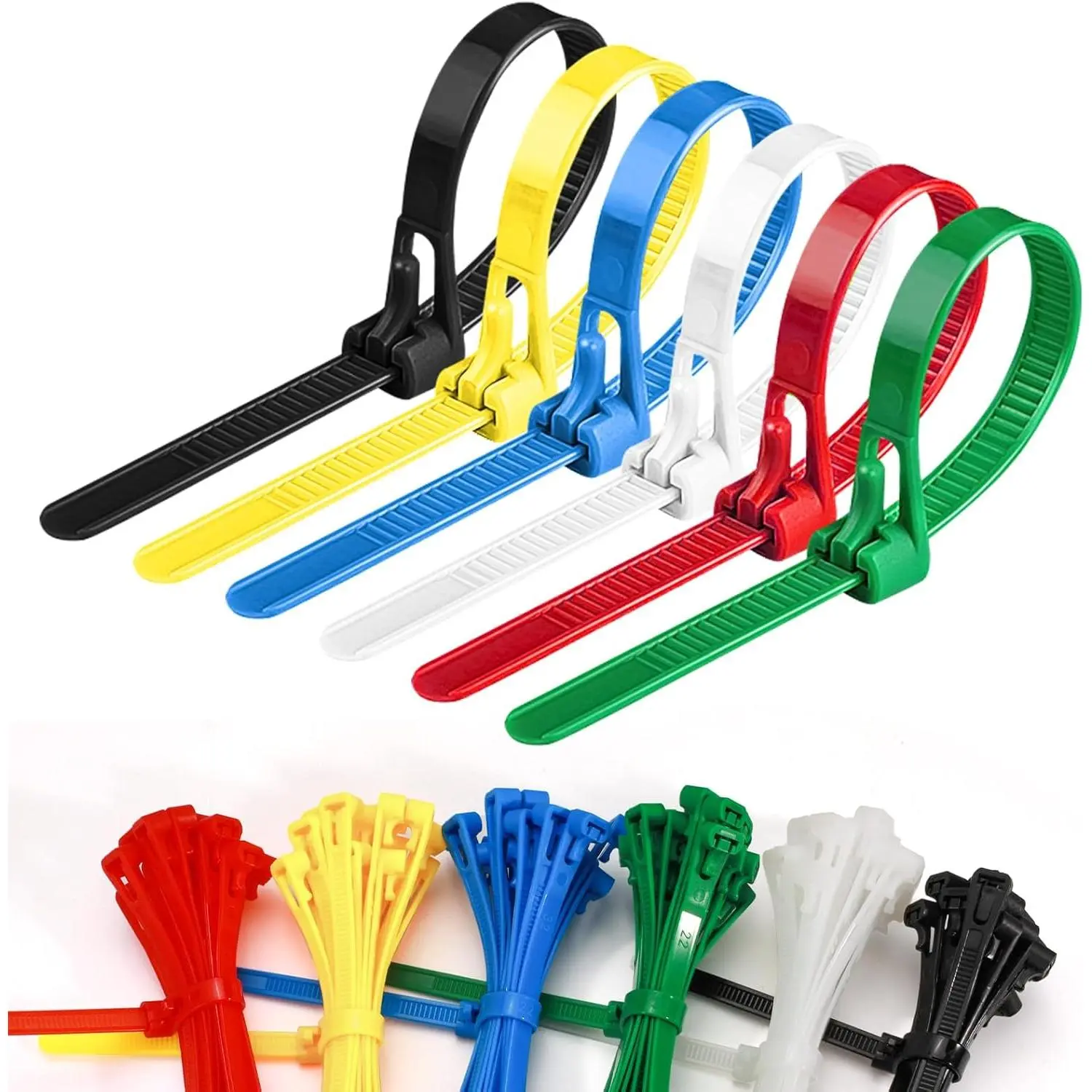 Reusable Zip Ties 6 Inch, 120pcs Colored Zip Tie Heavy Duty Outdoor Small Cable Ties, Releasable Tie Wraps, Wire Ties Removable  Cord Management (6 Inch)