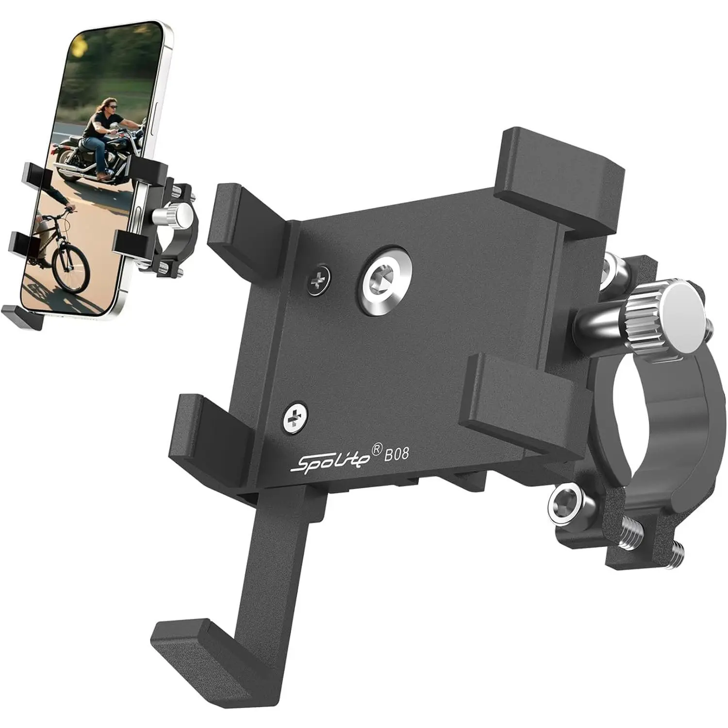 Phone Holder for –  Cell Phone Holder Fits  Phones 4-7", & Shockproof  Phone Mount,360° Rotation  Phone Mount for E-,Scooter,ATV​​