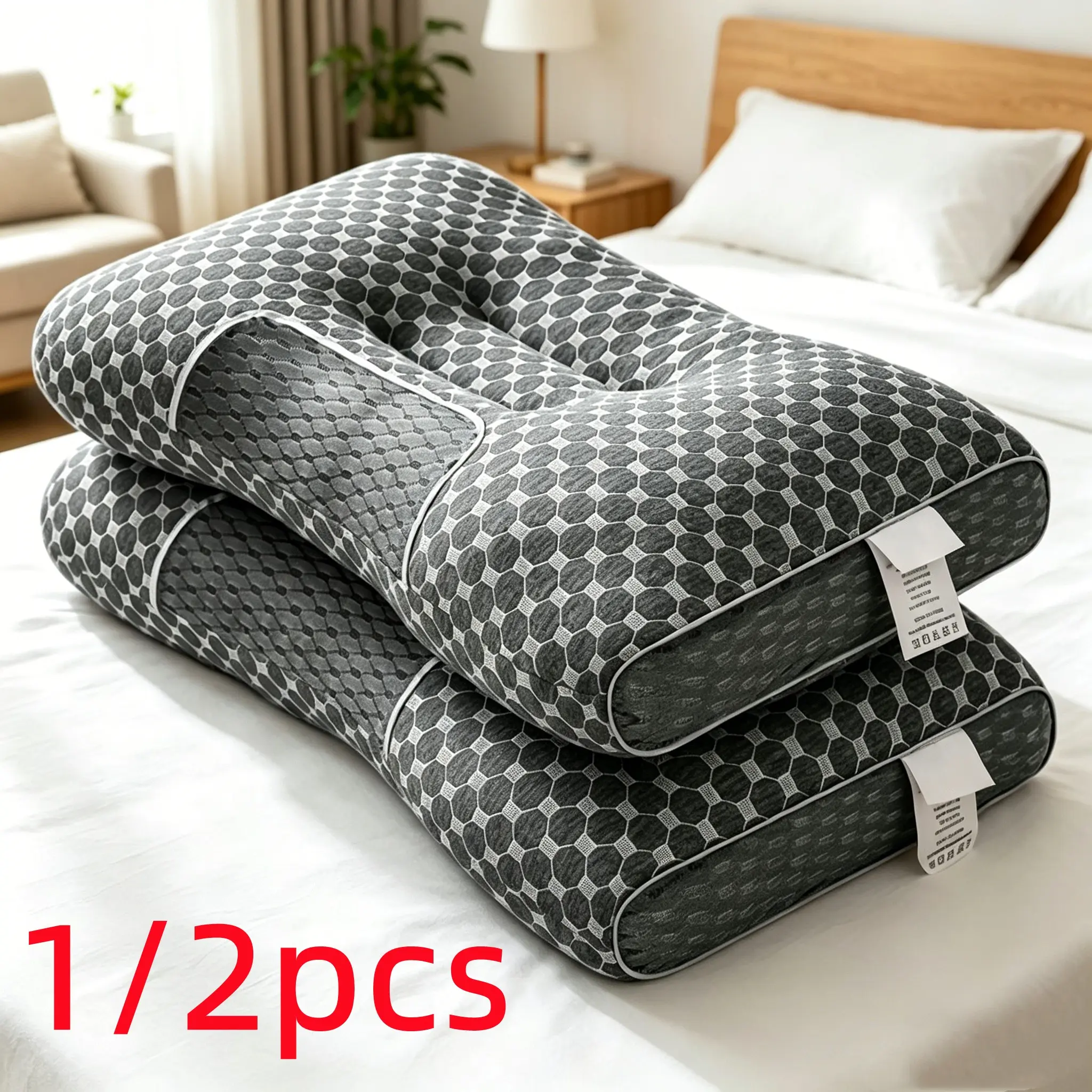 Ergonomic Sleep Pillow Core, 1000g Fill Upgrade, Durable Fabric, Moisture-Wicking, All-Season Pillow, Ideal Gift, Home Decor
