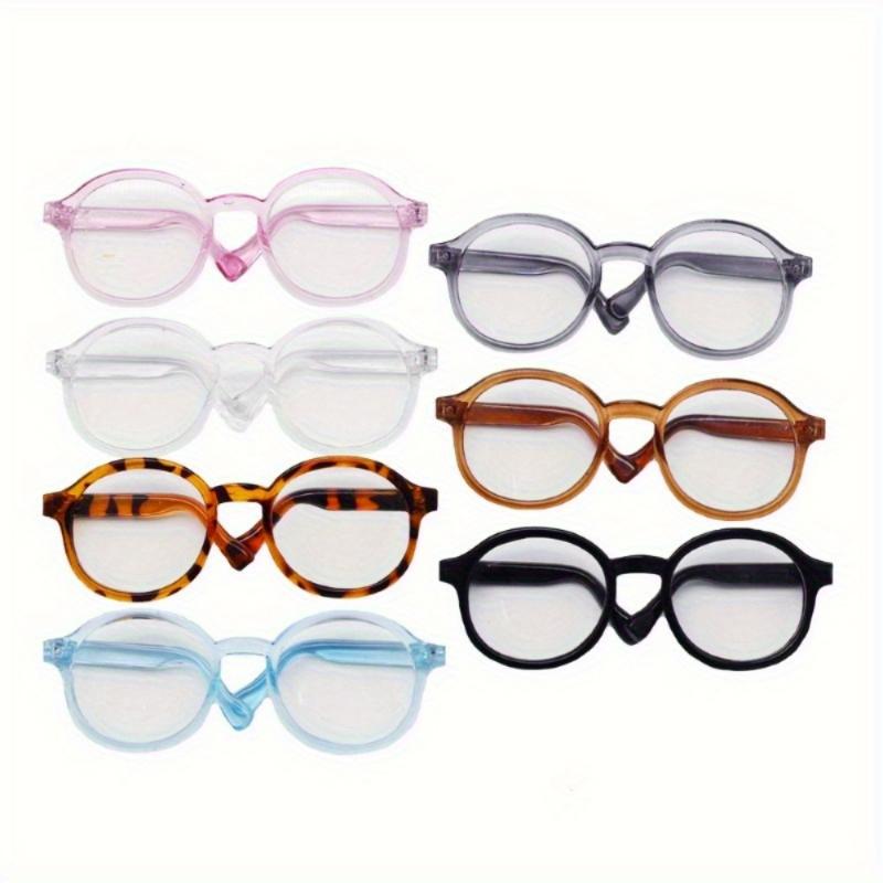 6/ 9pcs Clear Plastic Glasses Set - 2.56 Inch Mixed Color Frame (Black, White, Pink, Yellow) with Translucent Lenses - Labubu Doll Accessories, Mini Handmade Collectibles, Fashion Doll Accessories, Compact Design, Fine Craftsmanship, Essent