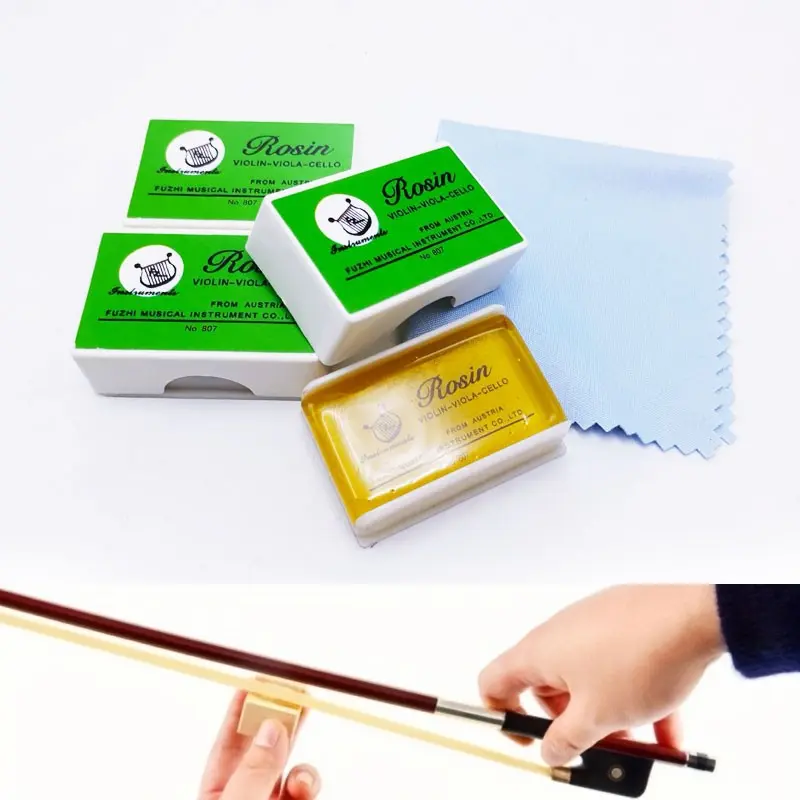 Three-Pack Violin Rosin Set with Cleaning Cloth, Low Dust Formula Rosin Blocks for Erhu, Violin, Viola, Cello, Bow Accessories, Beginner Adult String Instruments, Universal Fit, Compact Size