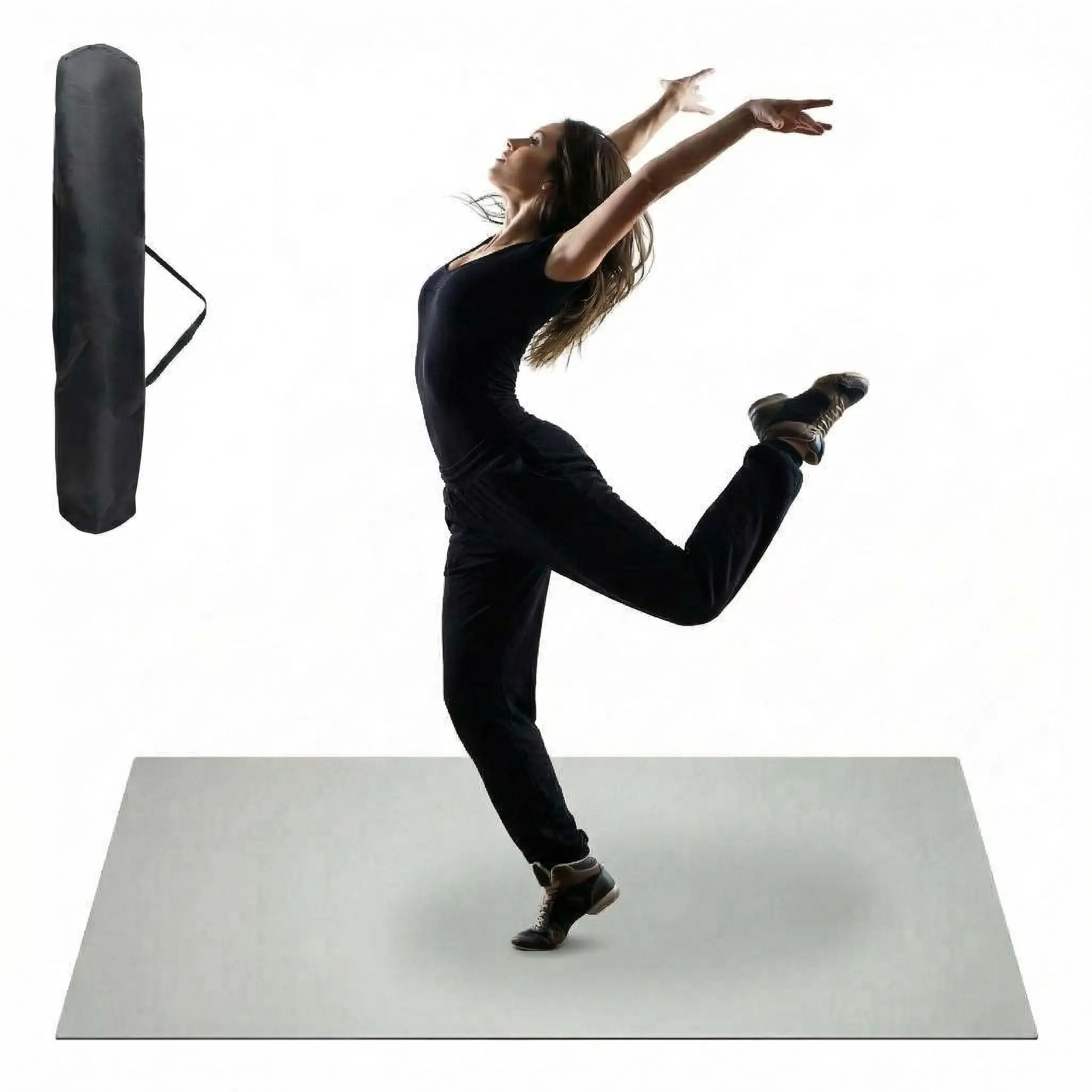 Dance Floor Mat 4 x 6ft ,Non-Slip Portable Dance Floor  for Ballet,Jazz, Pop,5 mm Thick PVC Marley Dance Flooring Practice Floor Mat with Storage Bag