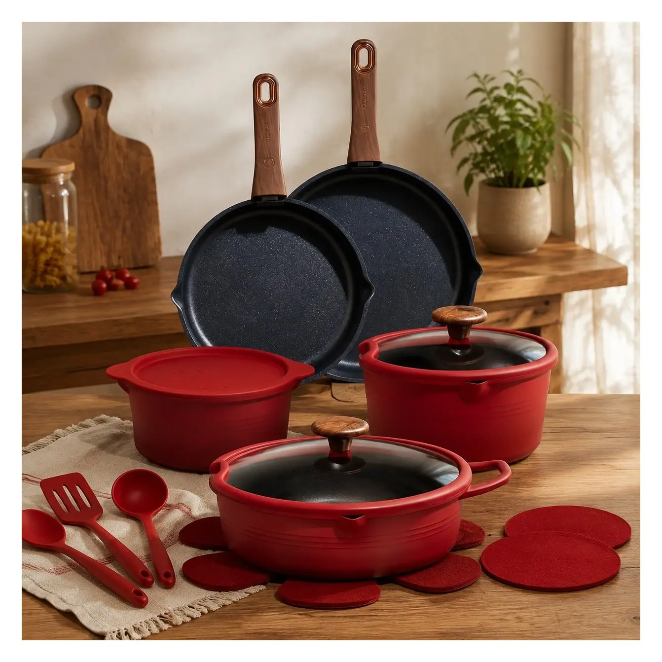 20pcs Titanium Cookware Set, Pots and Pans Set with Detachable HandleGift