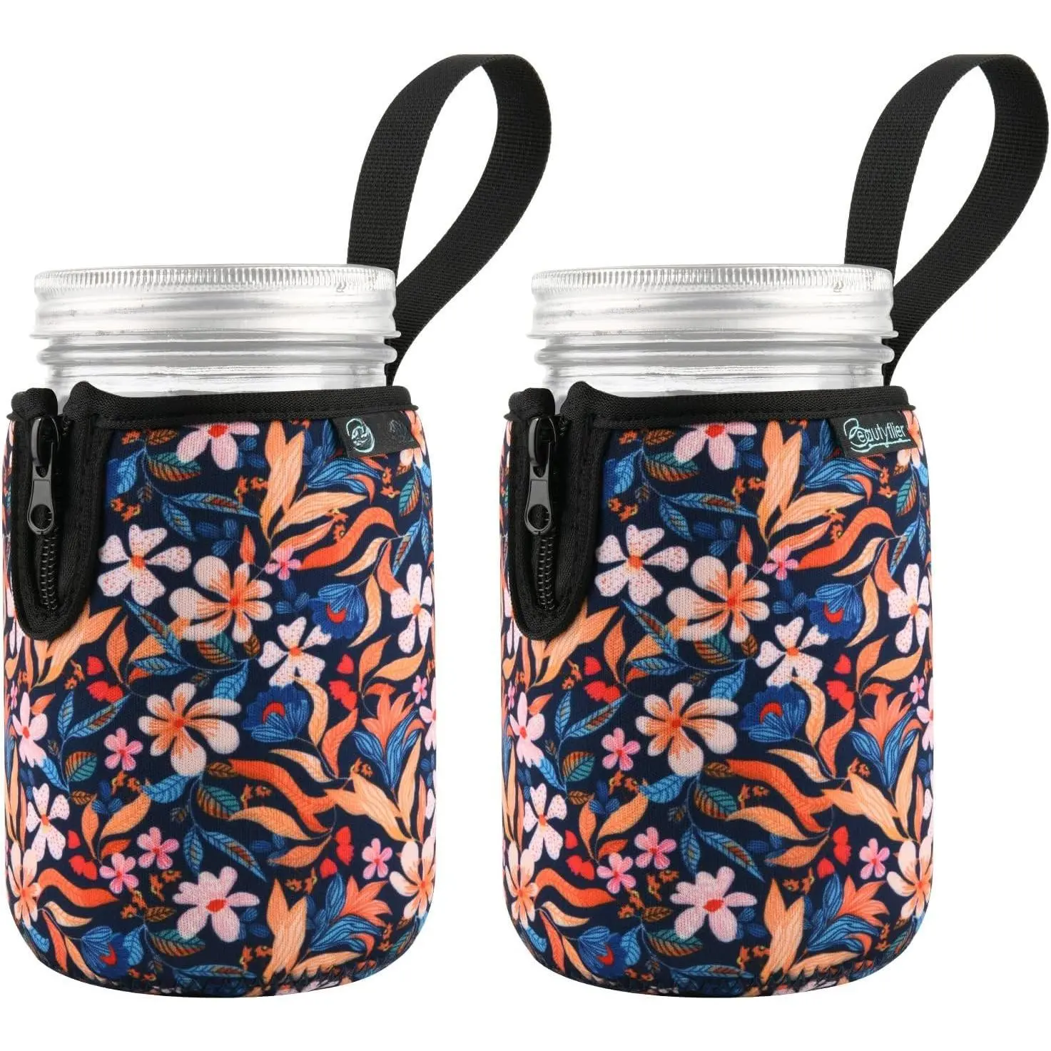Mason Jars 32oz Wide Mouth Sleeve Regular Mouth Mason Jars Insulators Drinking Glass Coolers Sprouting Jars Blackout Sleeve (Colorful )