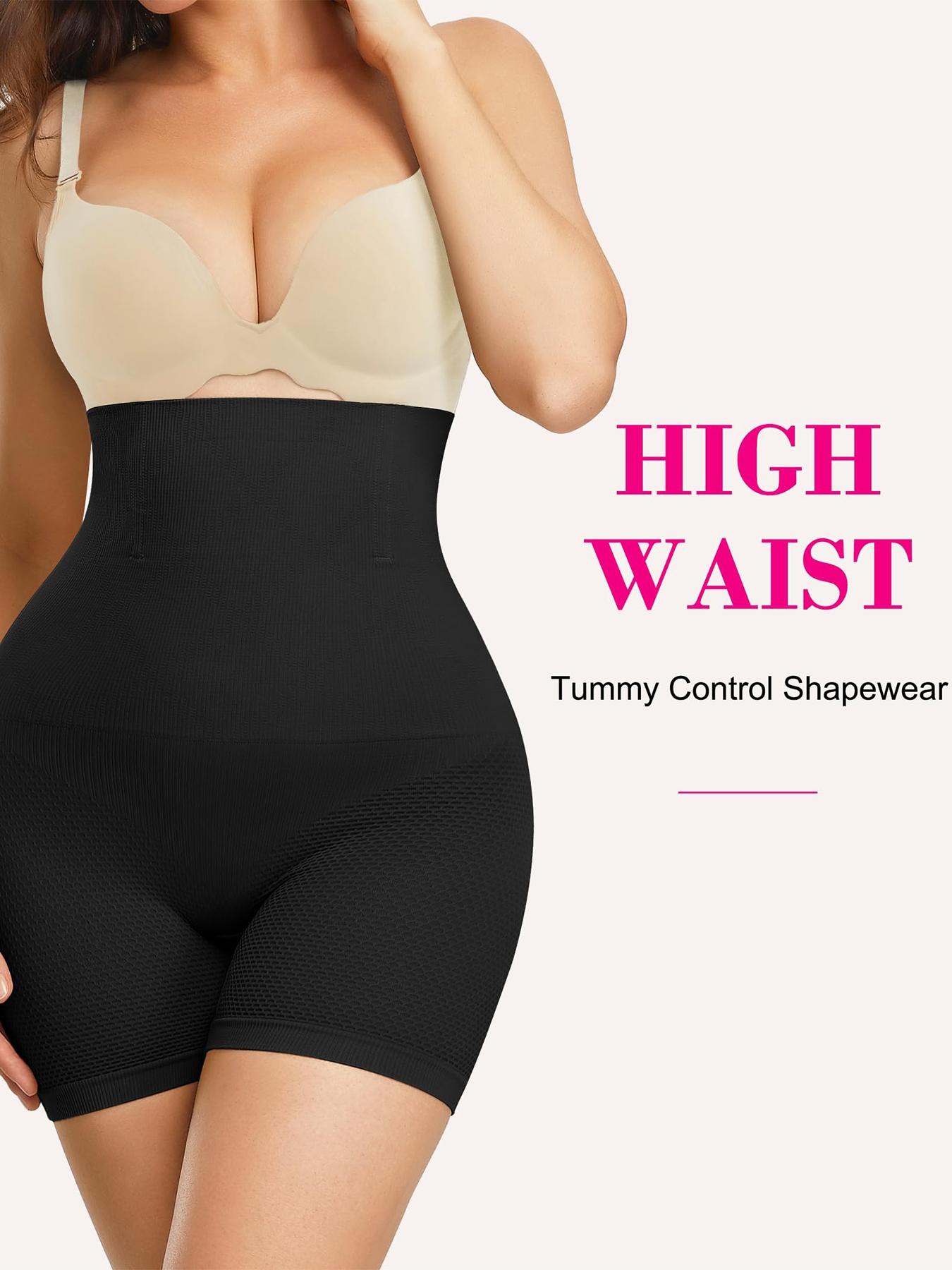 Plus Size Solid High Waist Shapewear Shorts, Tummy Control Butt Lifting Shapewear Bottoms, Women's Shapewear for All Seasons