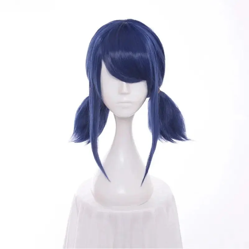 Blue Double Ponytails Straight Cosplay Wig Halloween Heat Resistant Synthetic Hair Ladybug