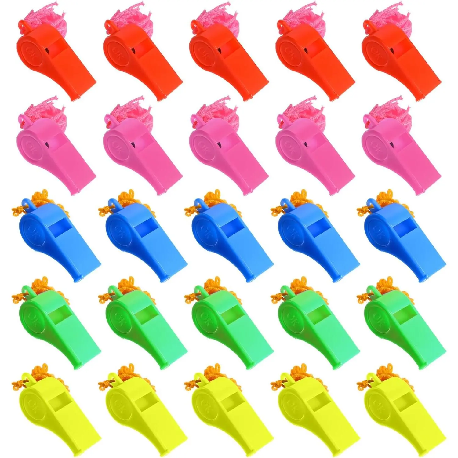 25 count  Whistle with Lanyard, Multi-Color Plastic Whistles with Lanyard, Suitable for Outdoor Activities,  &  Use (This product is only suitable for people aged 15 and above.)