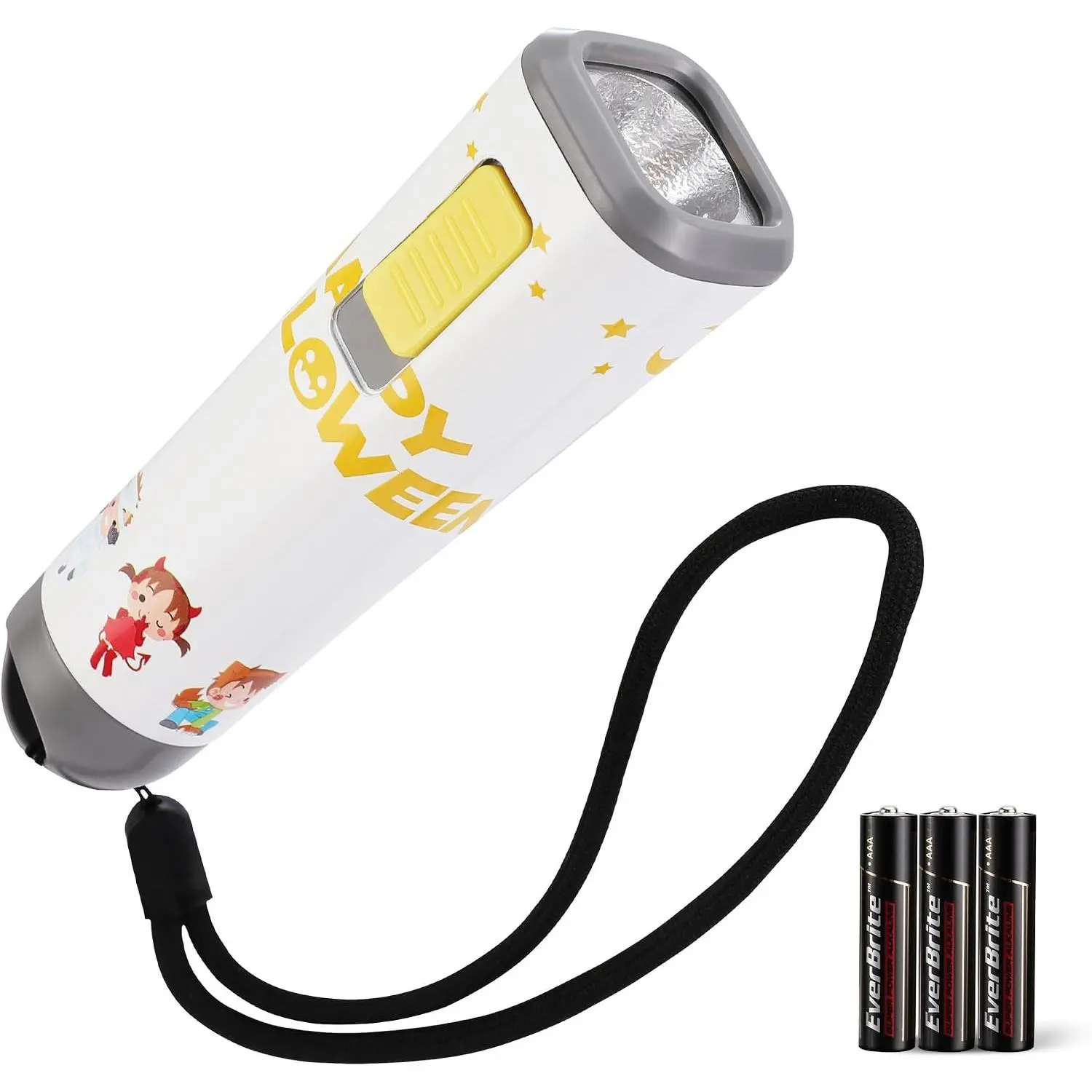 Halloween Flashlights Halloween Gifts, Small LED Flash Light Handheld  with Lanyard 3AAA  Included, 1 Pack-White, E012068AE