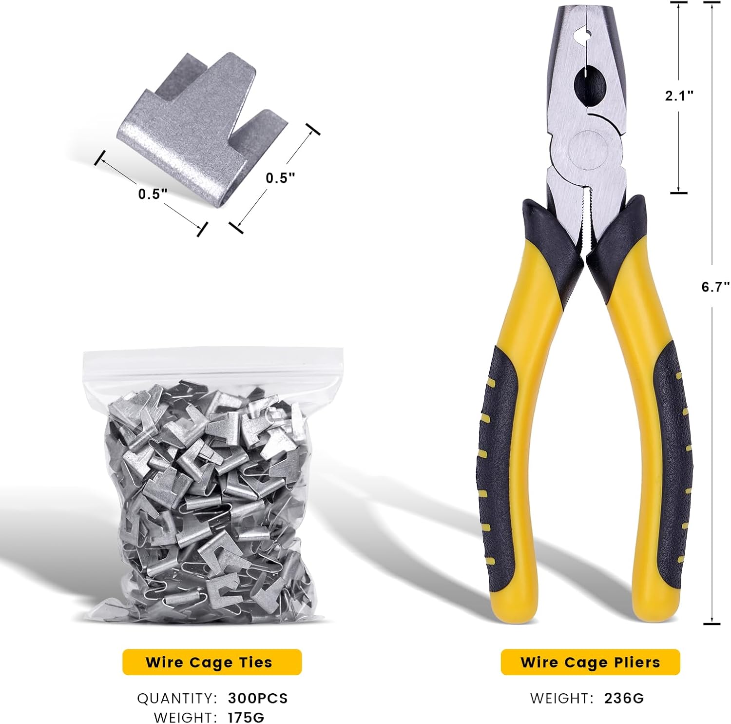 300pcs/900pcs Metal Clips for Rabbit & Chicken Cages Yellow/Orange/Green with Fence Pliers Hog Rings Installation Pliers & Snap Ring Pliers Wire Clamp Tool for Bird & Quail Wire Mesh Cage Building & Installation - Wirepliers